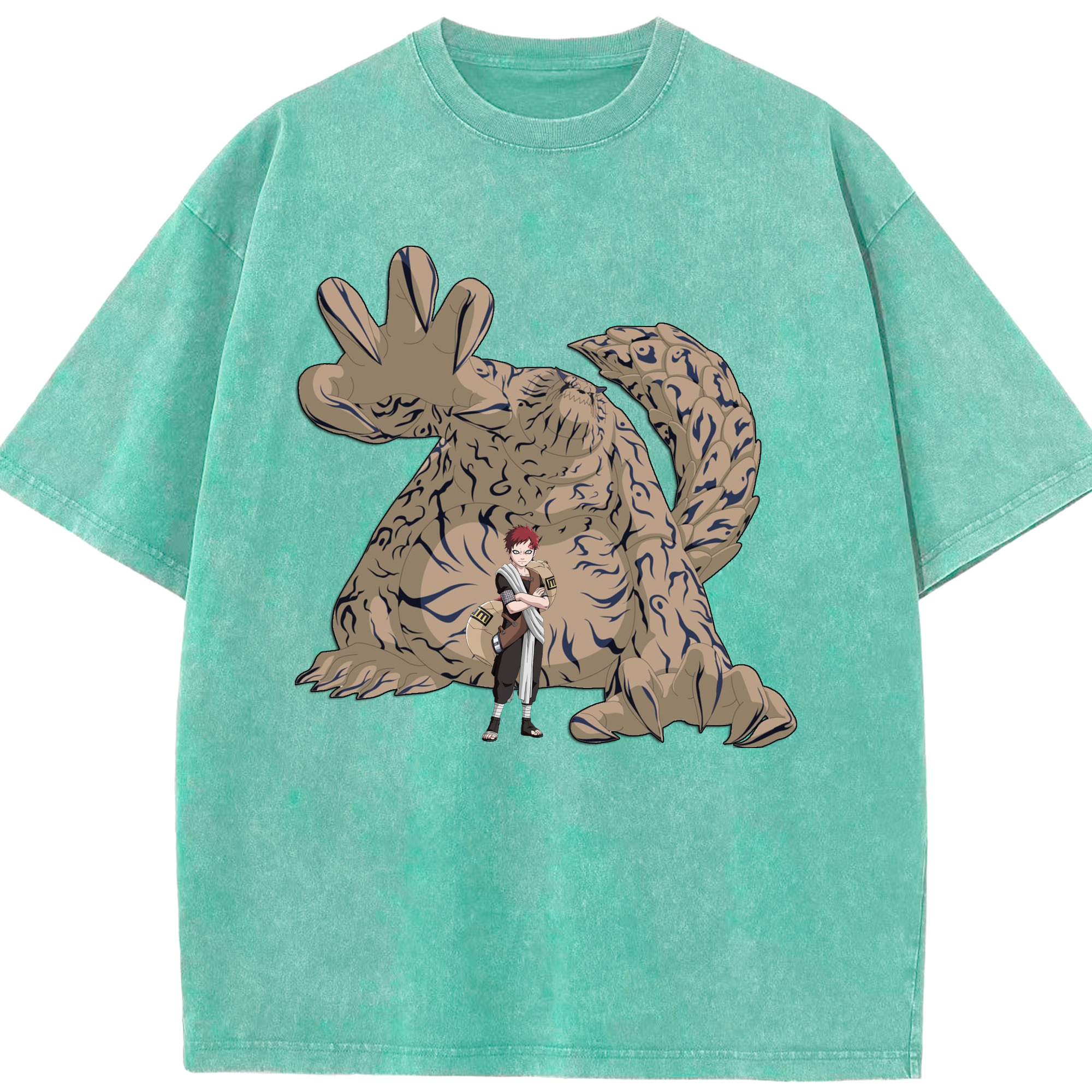 （画像用） NARUTO -ナルト- ガアラ Gaara 綿100% ヴィンテージ風 半袖Tシャツ（フロントプリント）